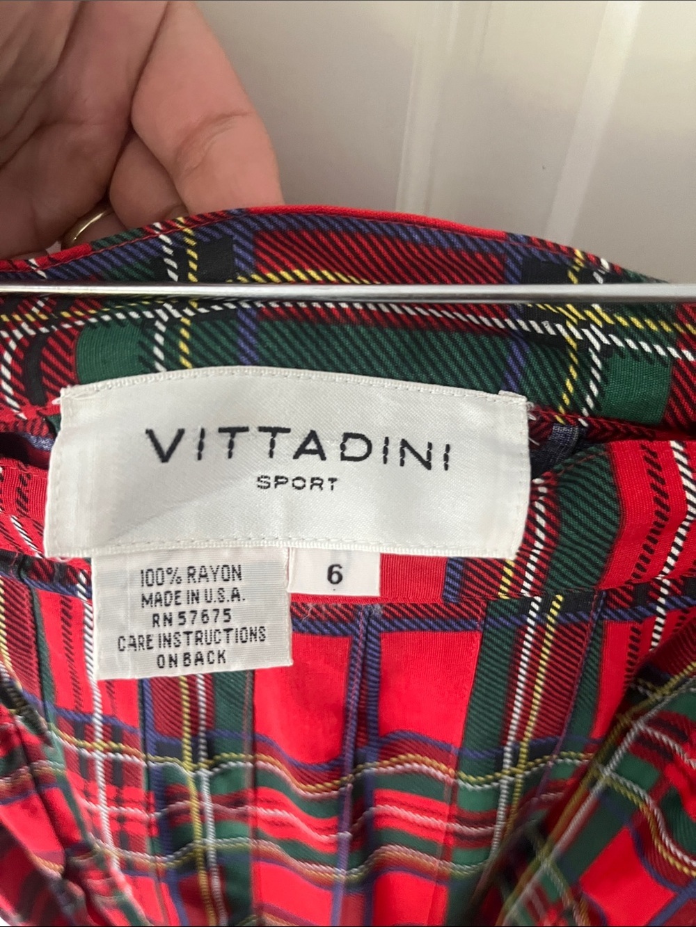 Vittadini Vintage Tartan Red Plaid Pleated Midi Skirt 8 - Picture 3 of 5